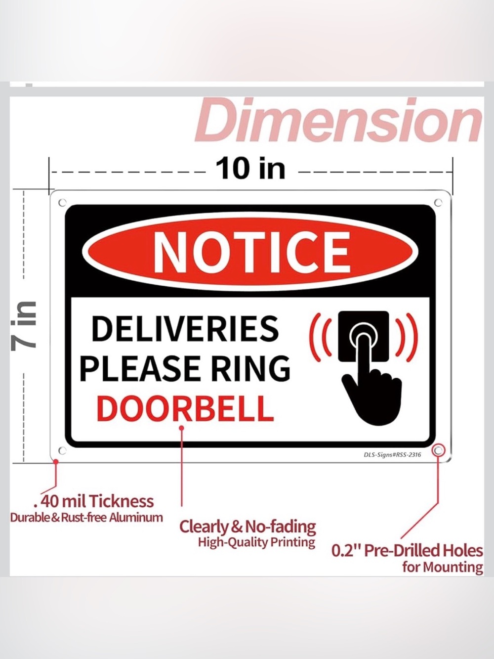 Doorbell Notice Sign - Picture 2 of 7